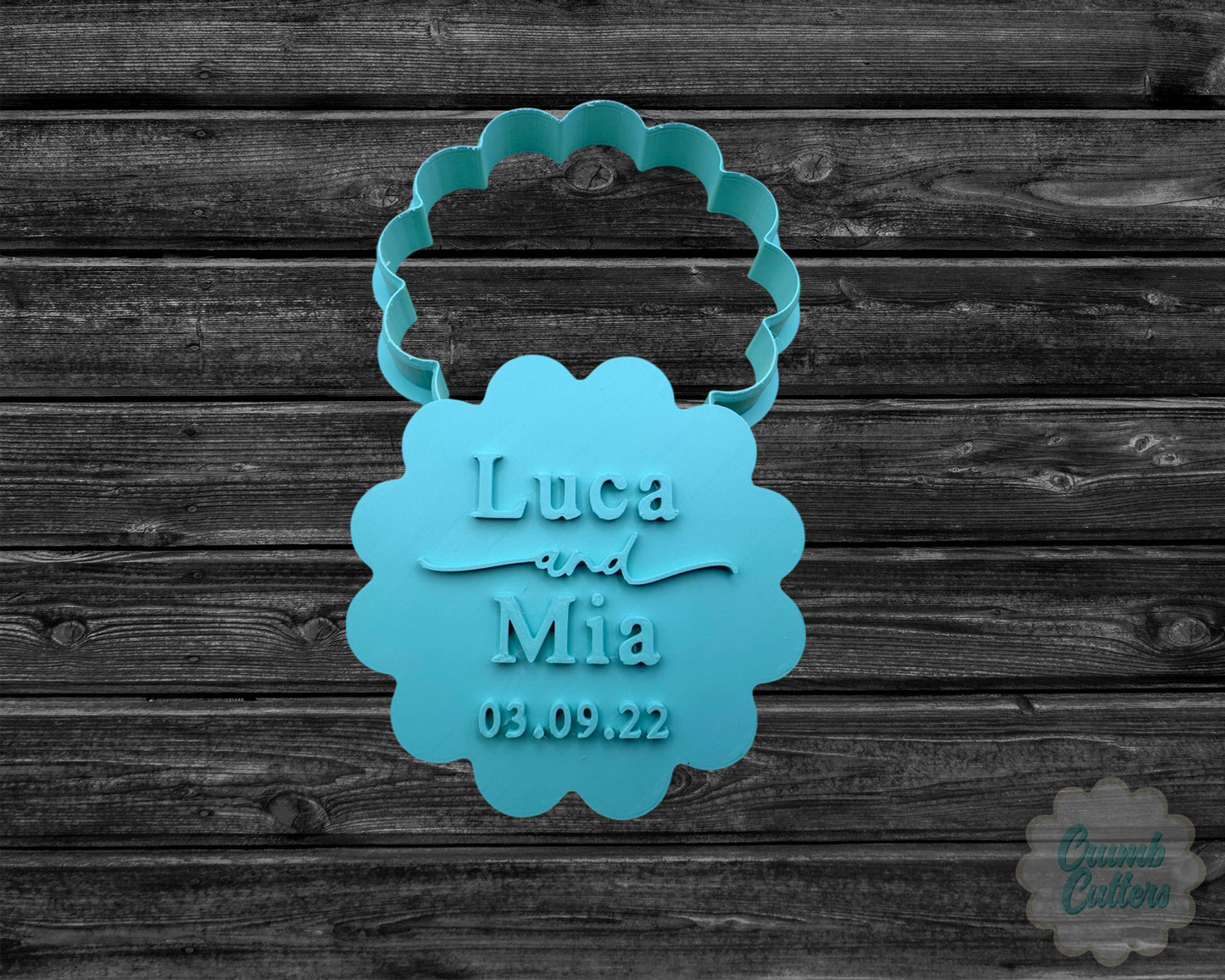 Personalized Wedding or Engagement Cookie Cutter and Stamp