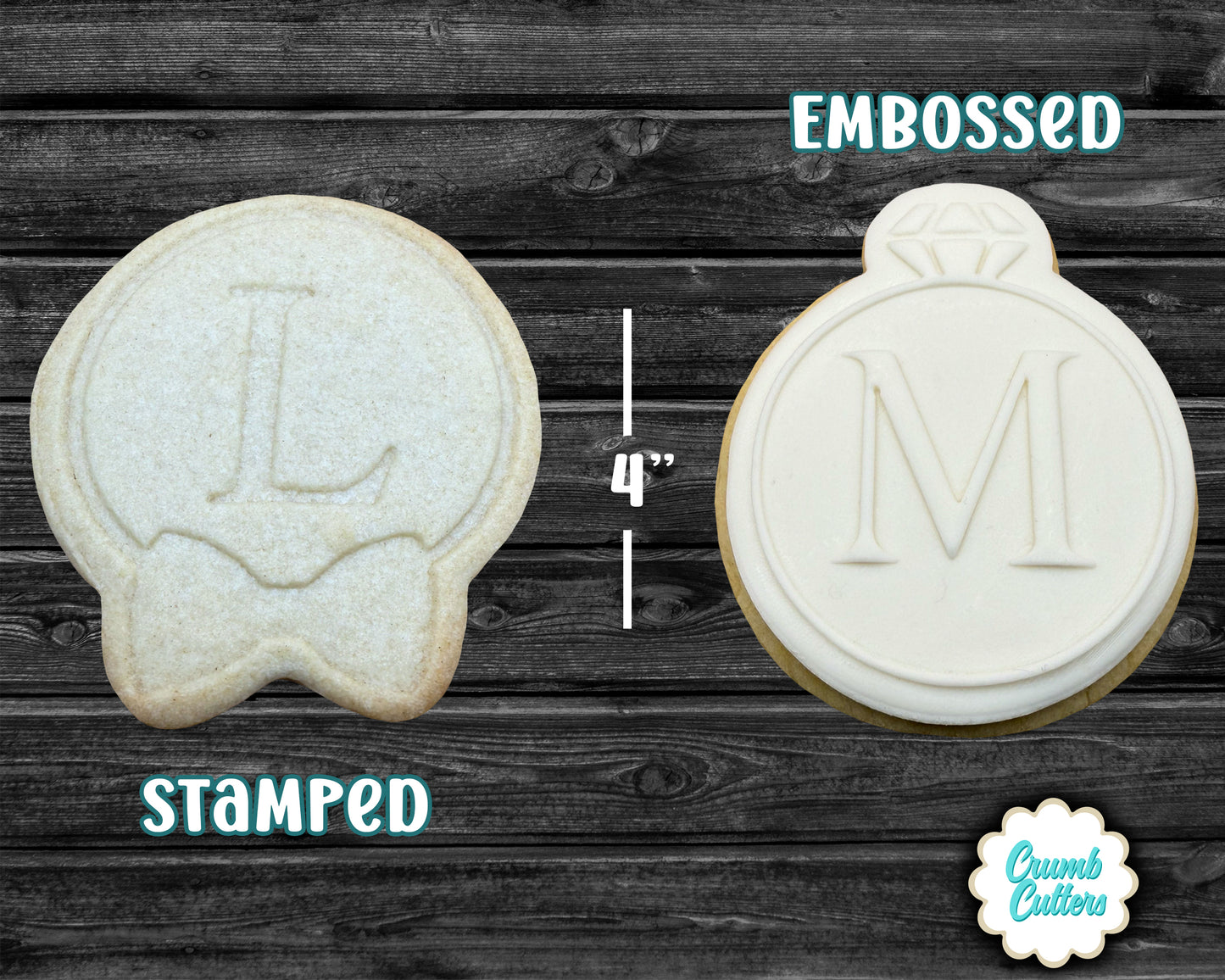 Wedding/Engagement Cookie Cutter with Stamp OR Fondant Embosser