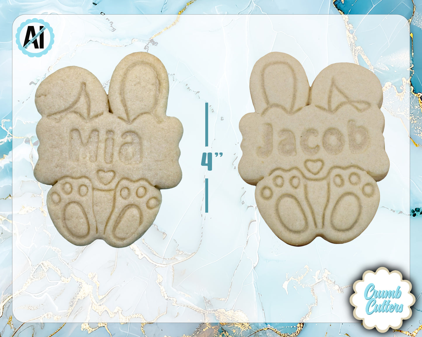 Custom Bunny Cookie Cutter & Stamp - Crumb Cutters