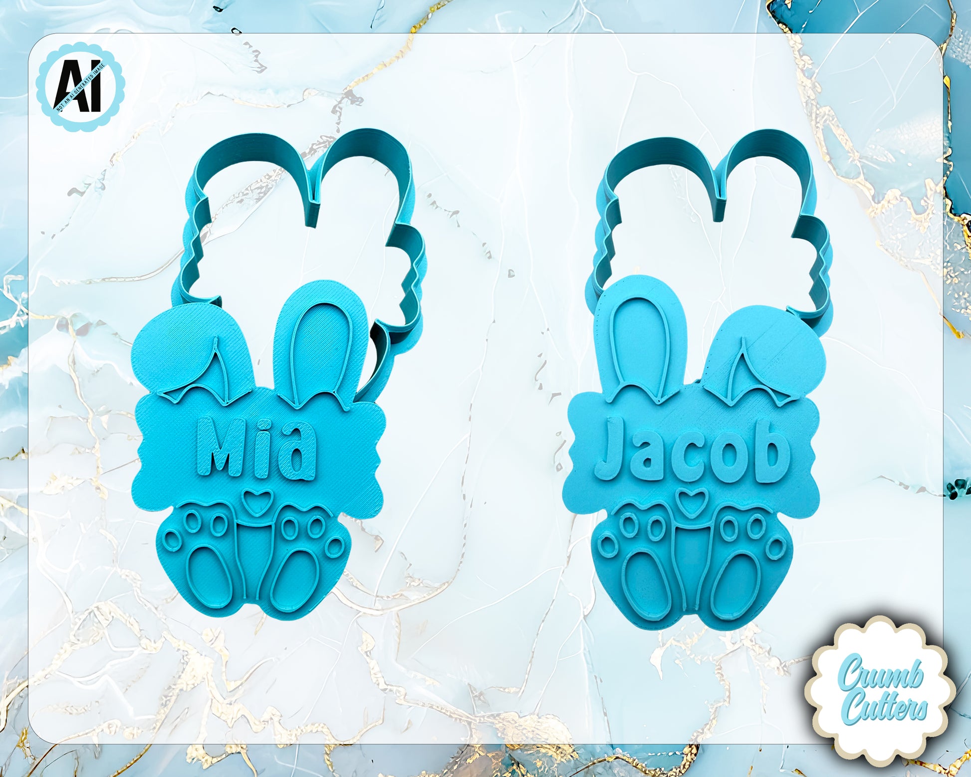 Custom Bunny Cookie Cutter & Stamp - Crumb Cutters