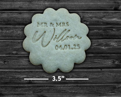 Personalized Wedding or Engagement Cookie Cutter and Stamp