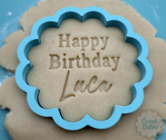 Custom Happy Birthday Cookie Cutter & Stamp