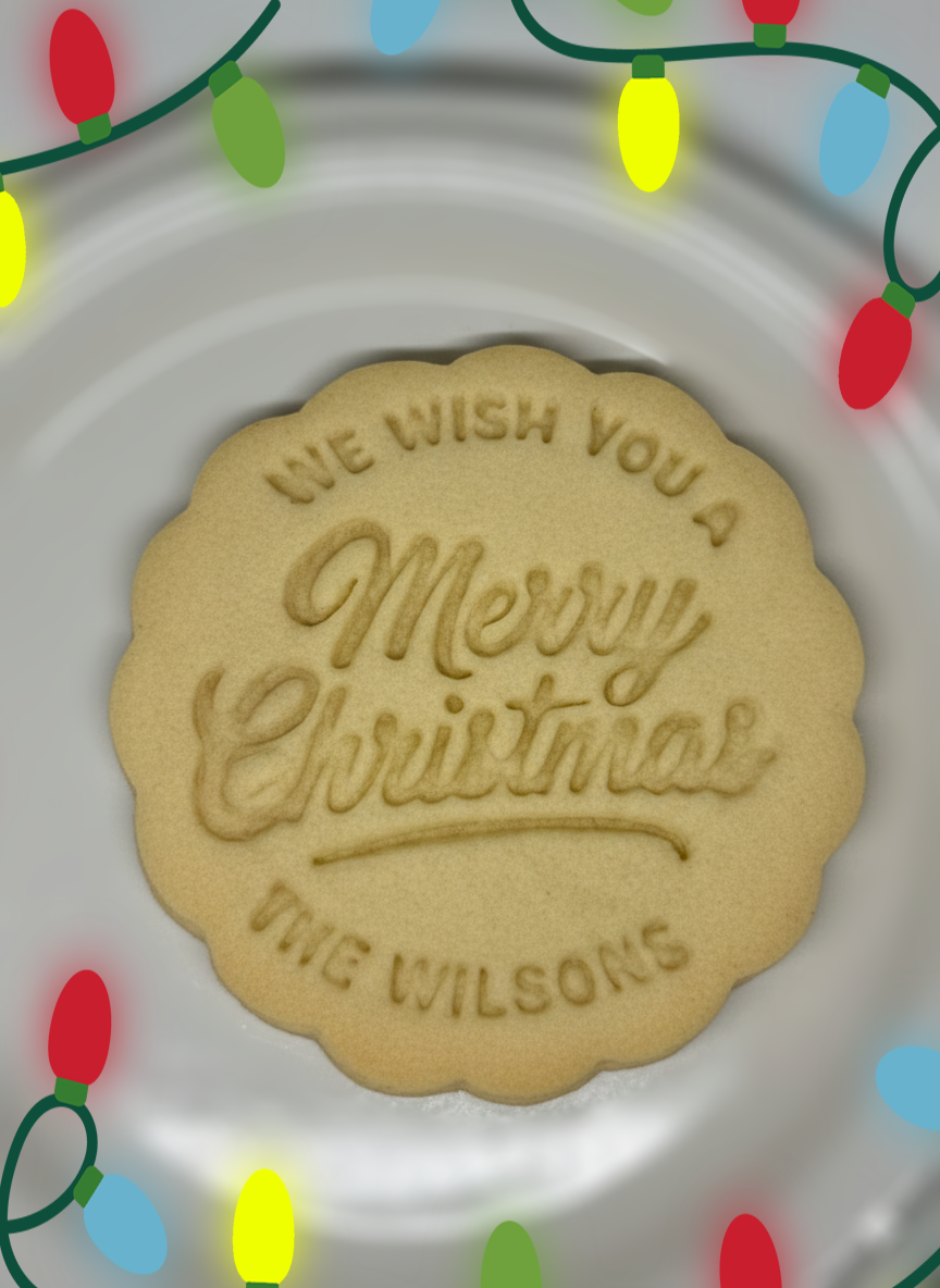 Custom Merry Christmas Cookie Cutter and Stamp - Crumb Cutters