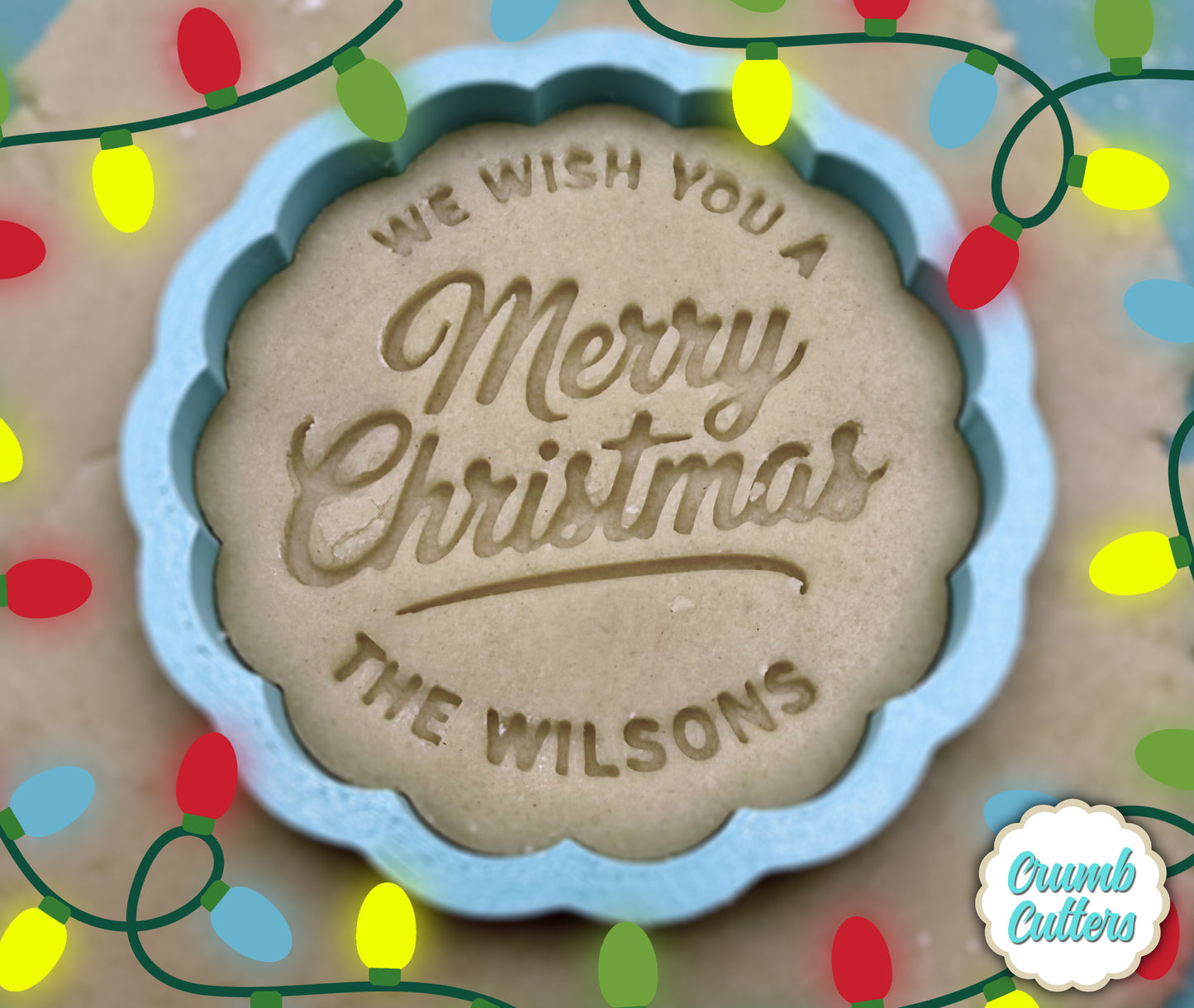 Custom Merry Christmas Cookie Cutter and Stamp - Crumb Cutters
