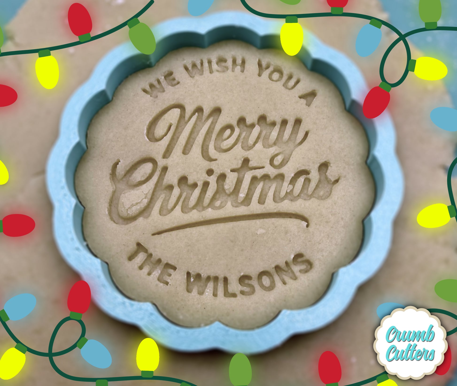 Custom Merry Christmas Cookie Cutter and Stamp - Crumb Cutters