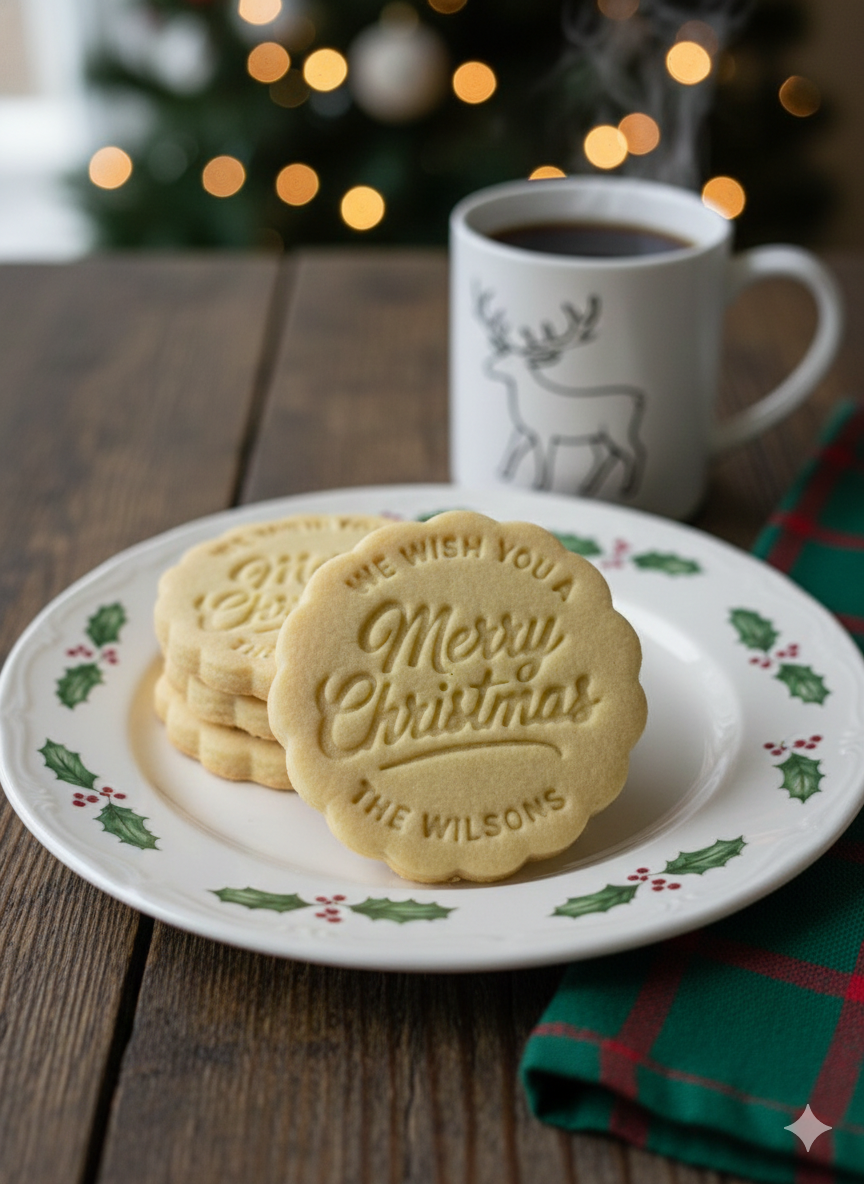 Custom Merry Christmas Cookie Cutter and Stamp - Crumb Cutters
