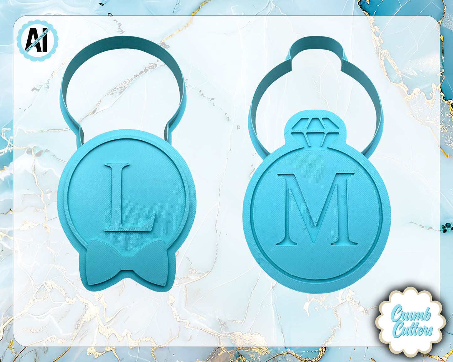 Wedding/Engagement Cookie Cutter with Stamp OR Fondant Embosser - Crumb Cutters