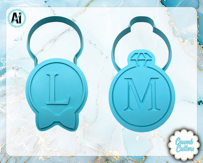 Wedding/Engagement Cookie Cutter with Stamp OR Fondant Embosser - Crumb Cutters
